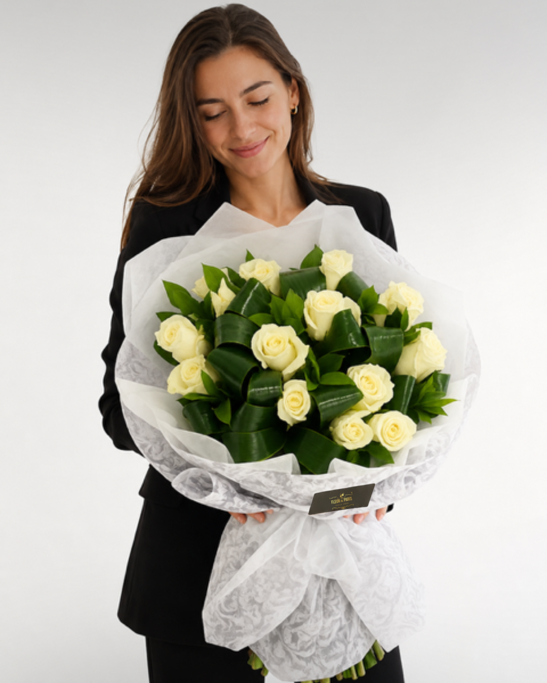 Bouquet Harmonia – 13 Rosas Premium Equatorianas Brancas