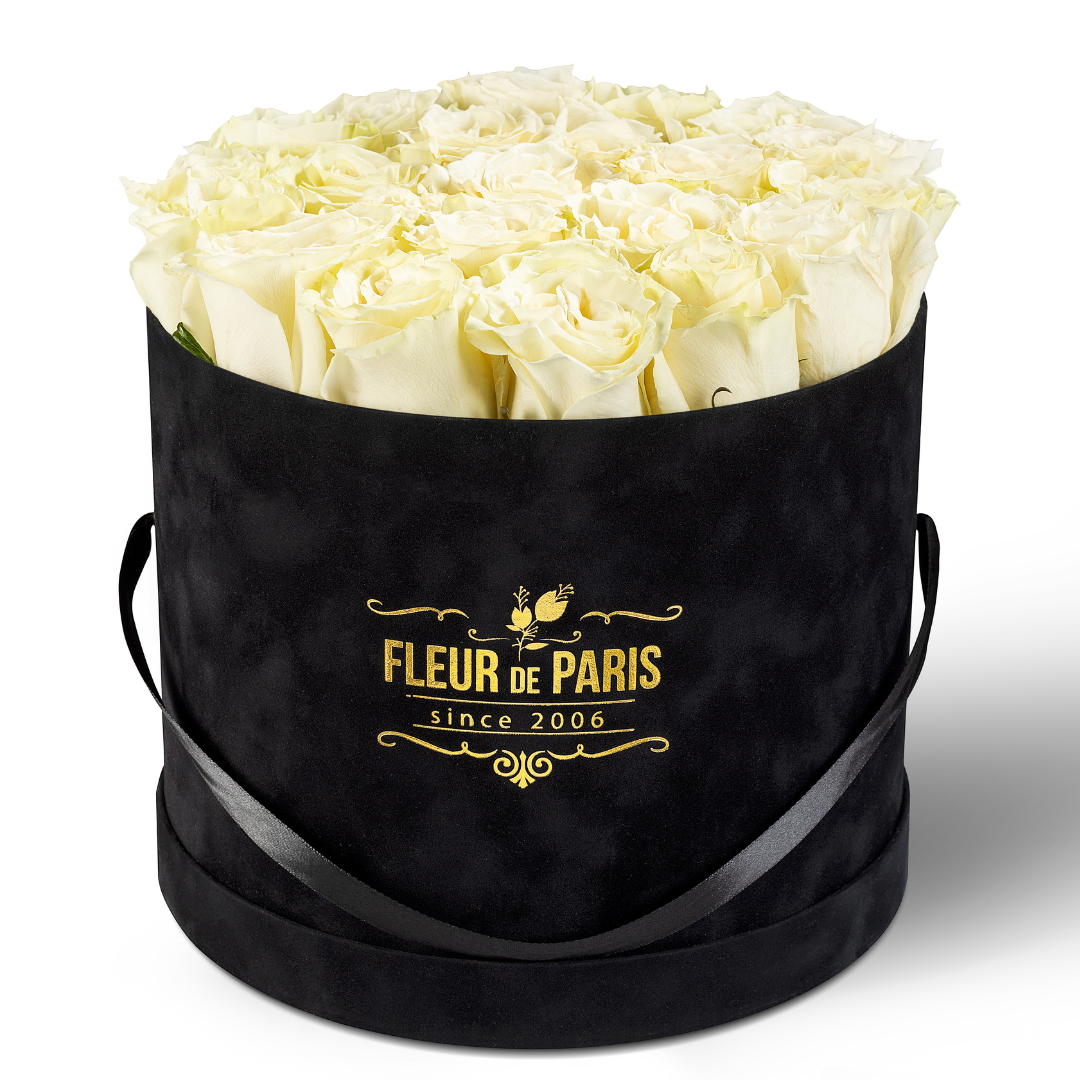 Caixa Premium de Veludo Preto | Rosas Frescas