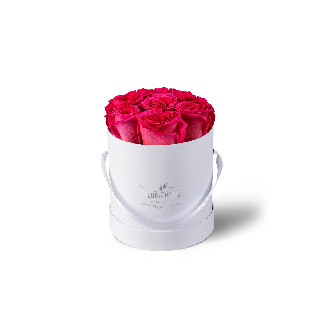 Caixa Premium Branca - Tamanho Pequeno - Rosas Frescas