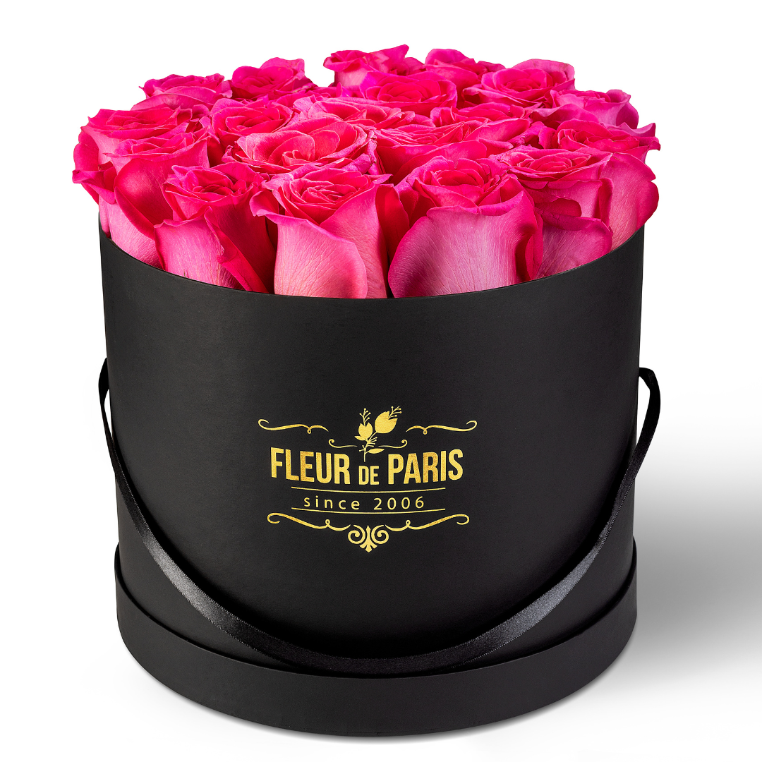 Caixa Premium Preta - Tamanho grande - Rosas Frescas