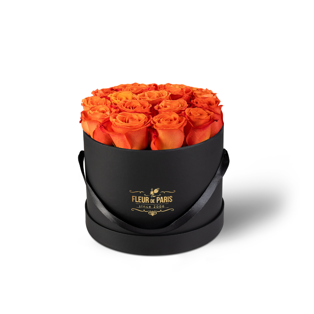Caixa Premium Preta - Tamanho médio - Rosas Frescas