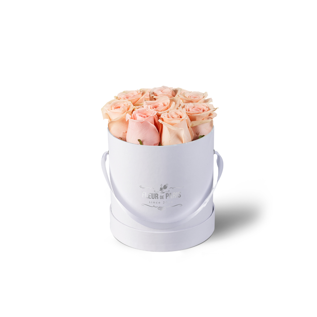 Caixa Premium Branca - Tamanho Pequeno - Rosas Frescas