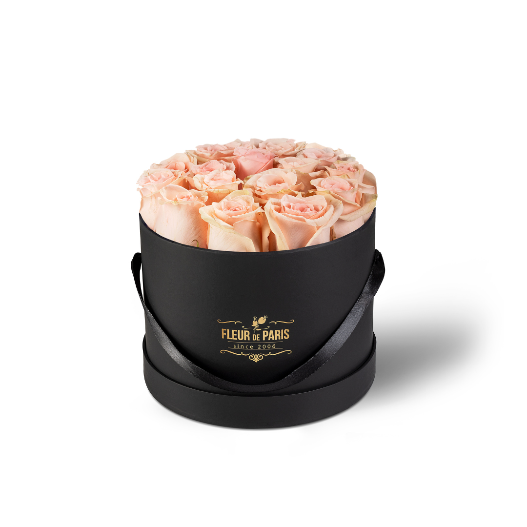 Caixa Premium Preta - Tamanho médio - Rosas Frescas
