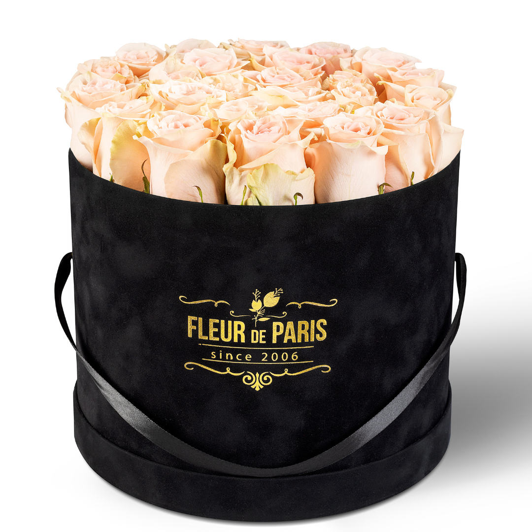 Caixa Premium de Veludo Preto | Rosas Frescas