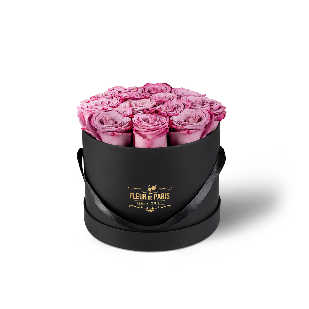 Caixa Premium Preta - Tamanho médio - Rosas Frescas