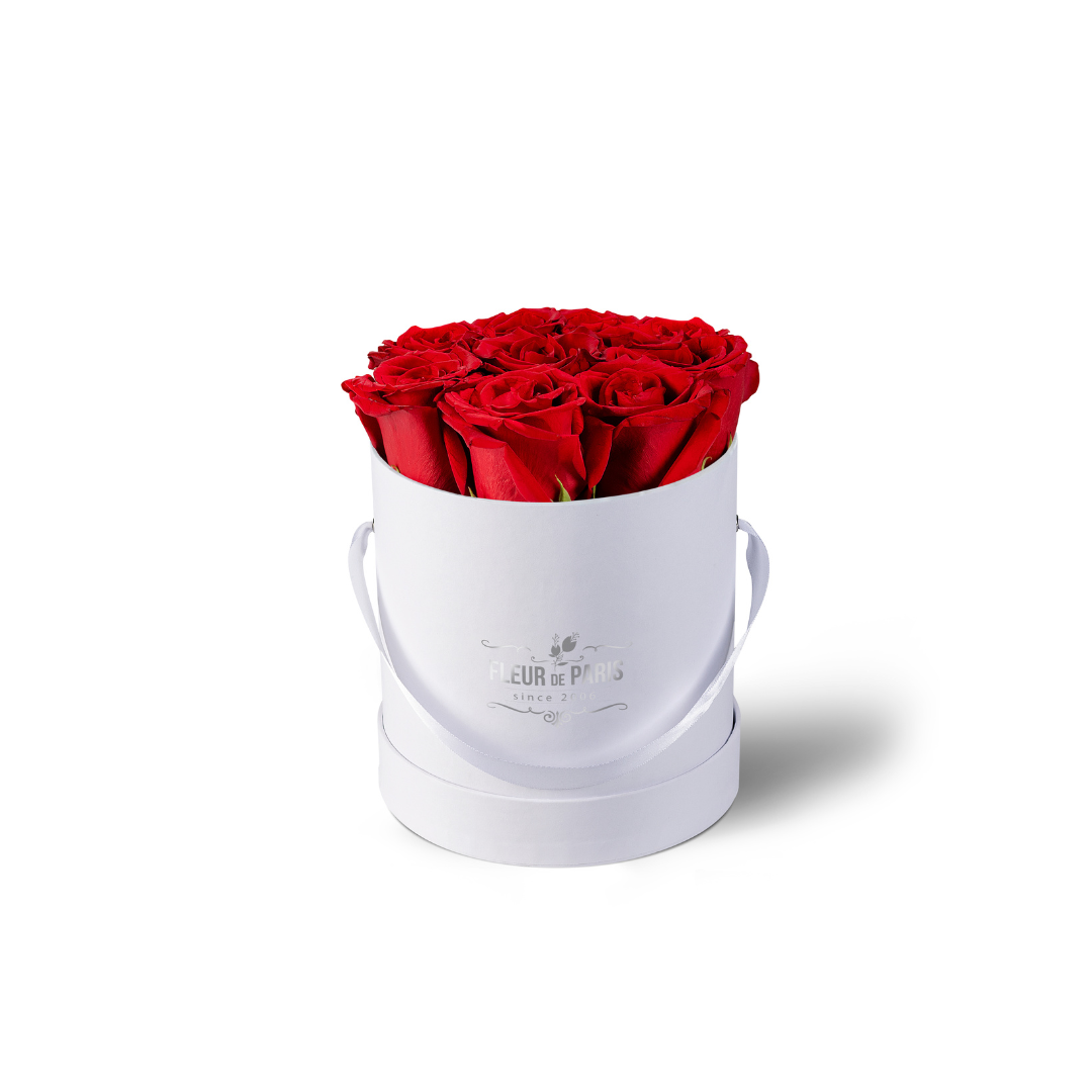 Caixa Premium Branca - Tamanho Pequeno - Rosas Frescas