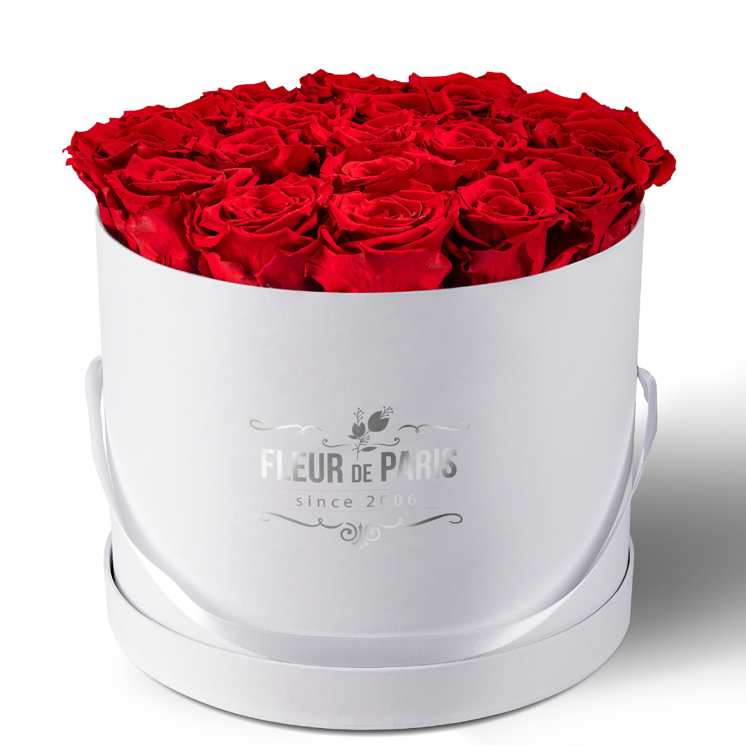 Caixa Premium Branca - Tamanho Grande - Infinity Roses - Rosas Vermelhas