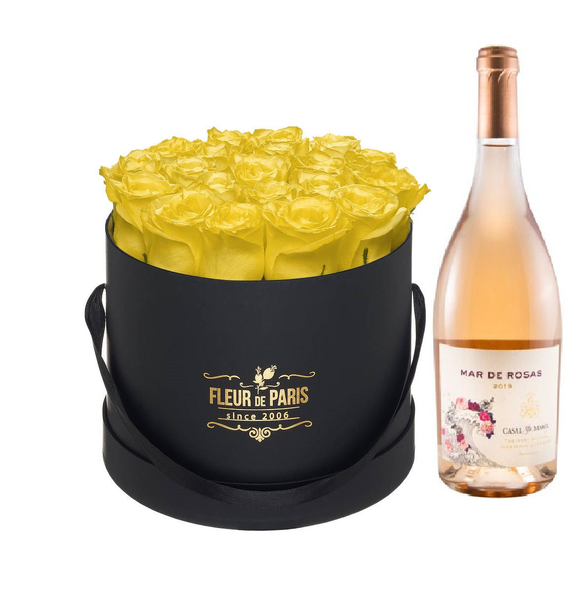Caixa Premium Preta - Especial Vinho Rosé "Mar de Rosas"