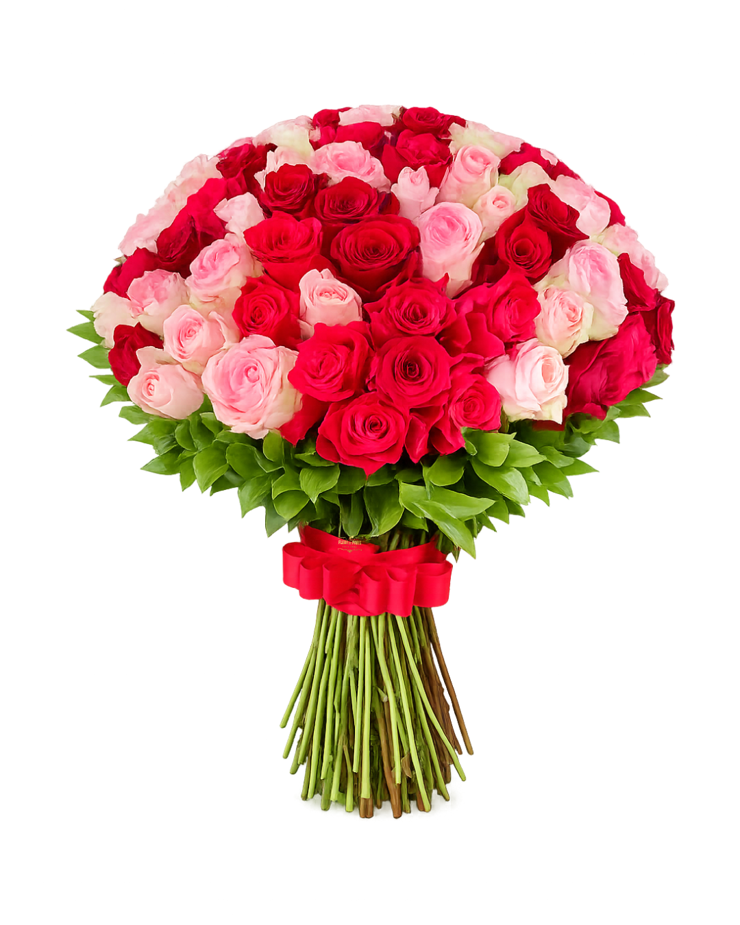 Bouquet Sonho Majestoso – 100 Rosas Premium Frescas Coloridas e Vermelha