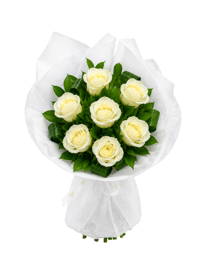 Bouquet Serenidade – 7 Rosas Premium Equatorianas Brancas