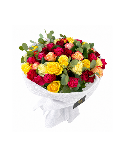 Bouquet Amélia – 50 Rosas Premium Frescas Coloridas