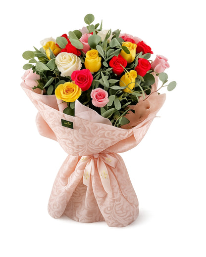 Bouquet Alegria - Bouquet de 20  Rosas Frescas Coloridas