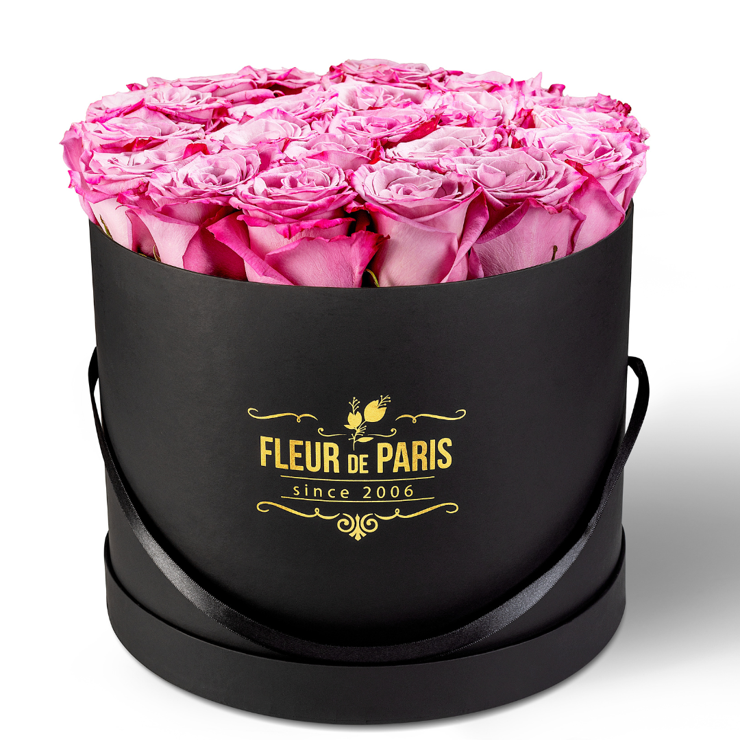 Caixa Premium Preta - Tamanho grande - Rosas Frescas