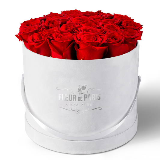 Caixa Premium de Veludo Branco | Rosas Frescas