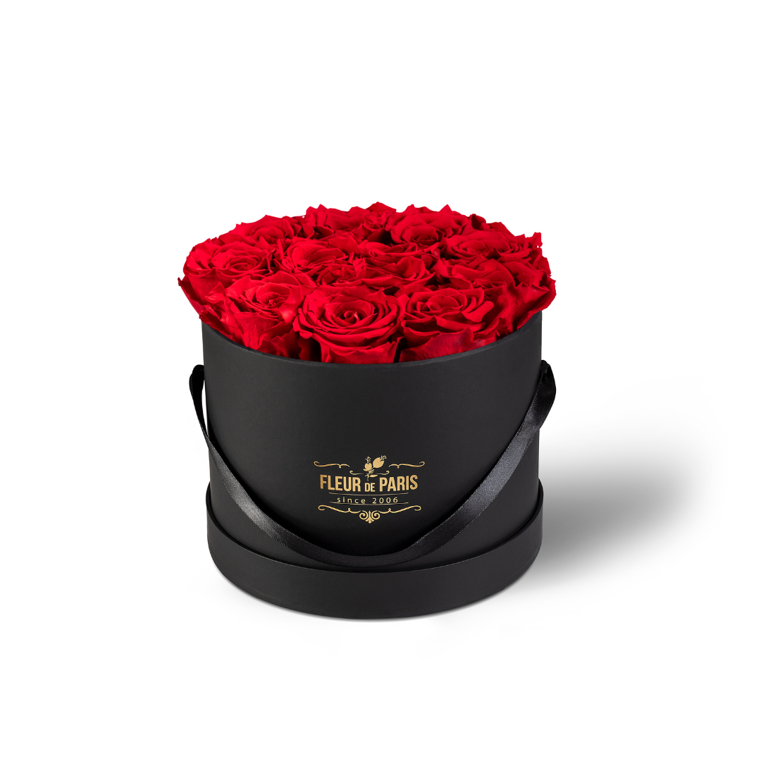 Caixa Premium Preta - Tamanho Médio - Infinity Roses - Rosas Vermelhas