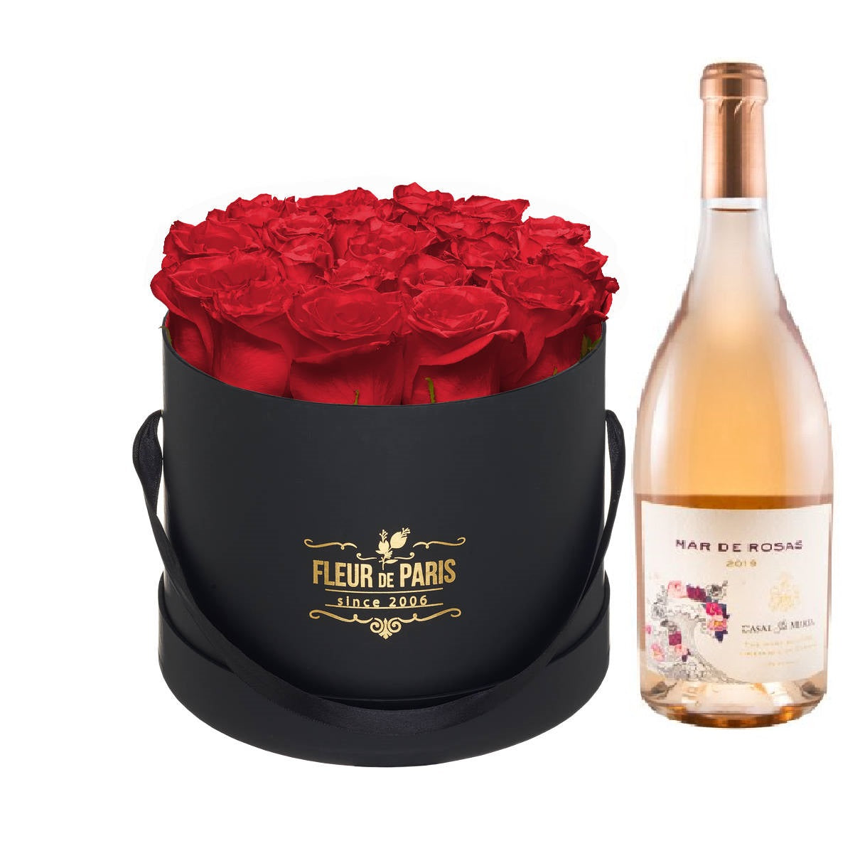 Caixa Premium Preta  - Especial Vinho Rosé "Mar de Rosas"