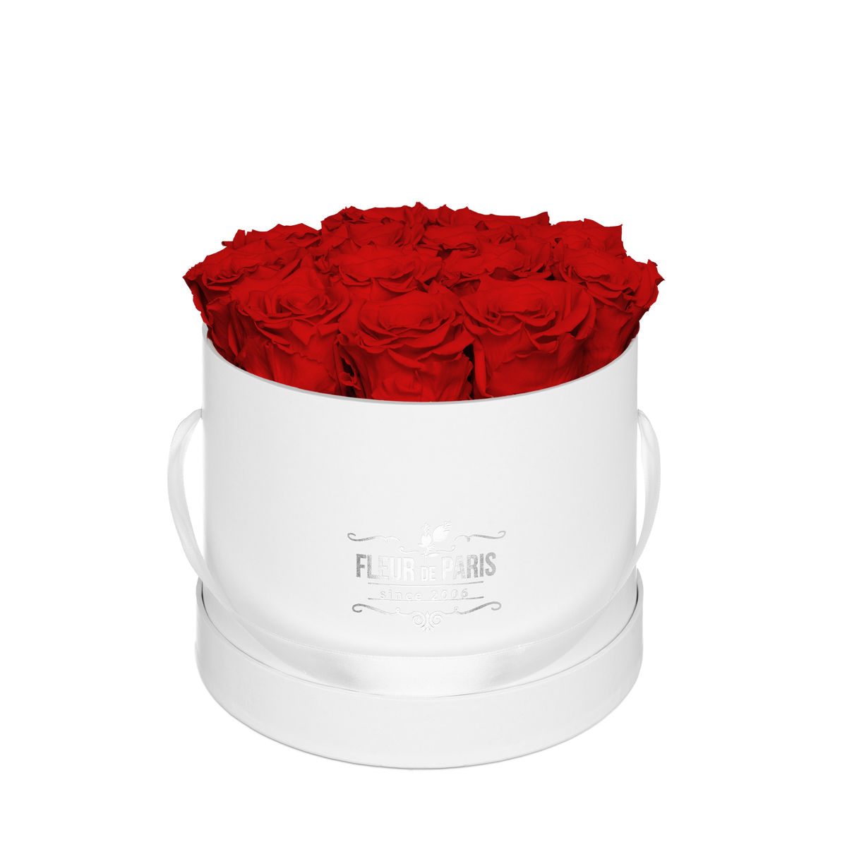 Caixa Premium Branca -  Tamanho Médio - Infinity Roses - Rosas Vermelhas