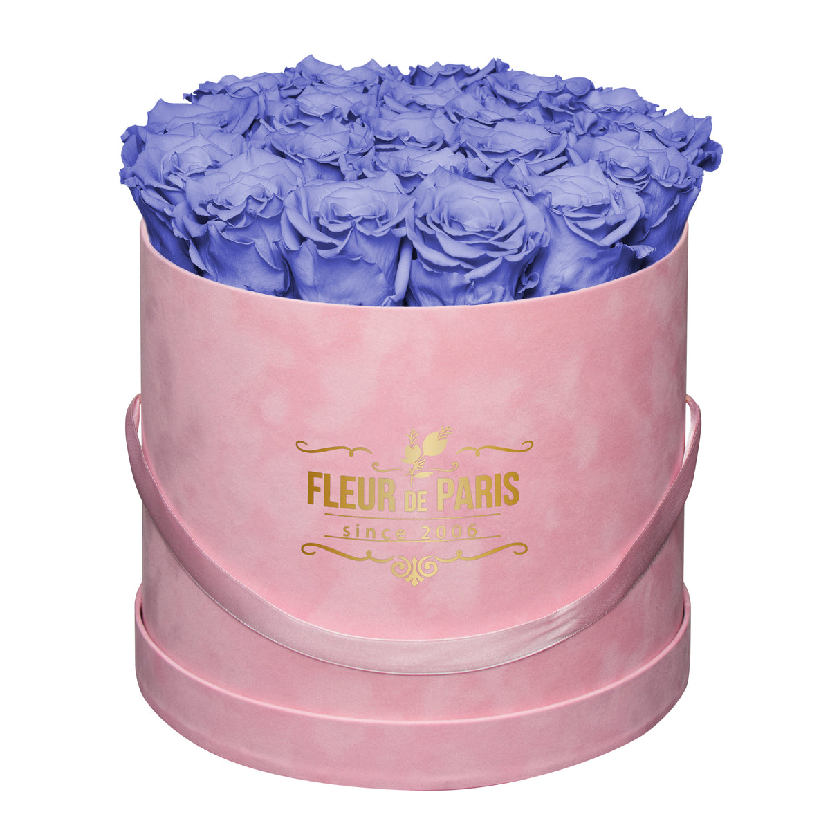 Caixa Premium de Veludo Rosa | Rosas Infinity Lilás