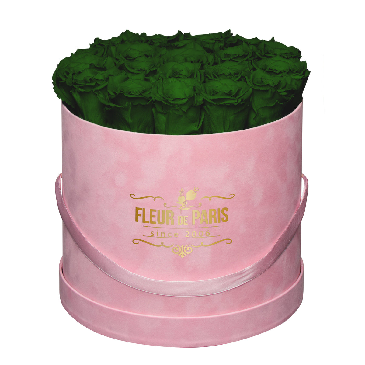 Caixa Premium de Veludo Rosa | Rosas Infinity Verde Esmeralda