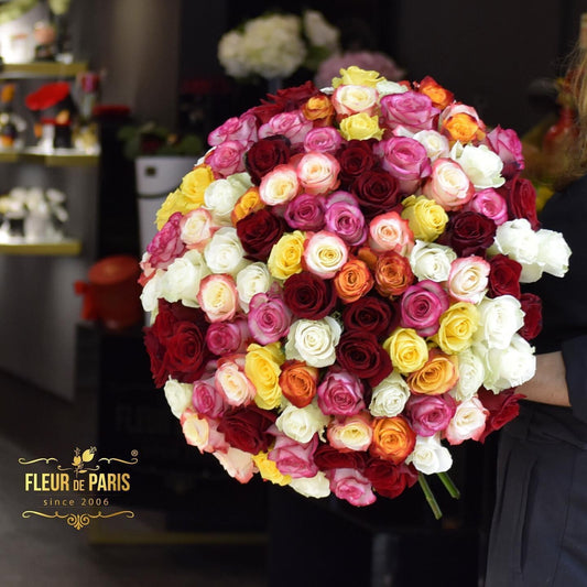 Luxo RainBow - Bouquet Rosas Frescas Mistas