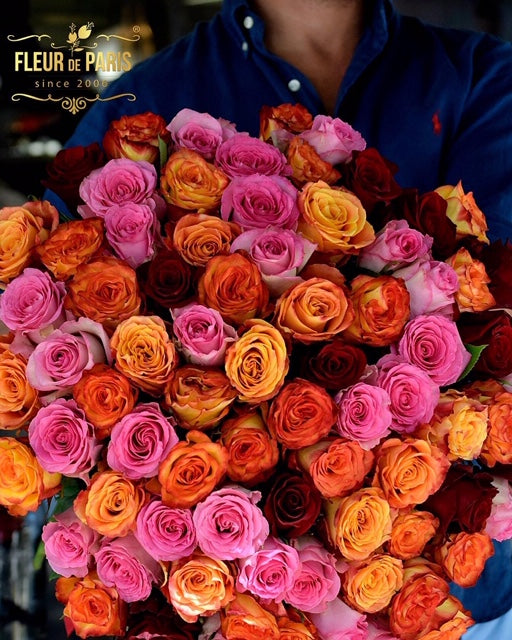 Luxo Sunshine - Bouquet Rosas Frescas Mistas